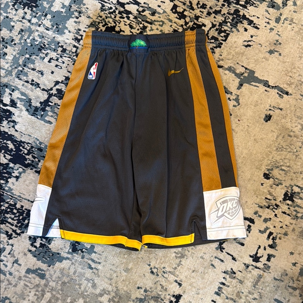 Nike NBA Authentics Black and Gold OKC Athletic Shorts